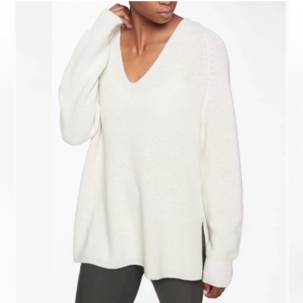 Athleta Cream Switchback Merino Wool Sweater